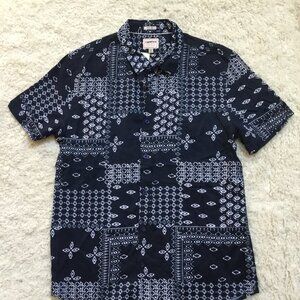 GUESS Men's Printed Shirt Slim Fit Button Down Short Sleeve Casual Blue M